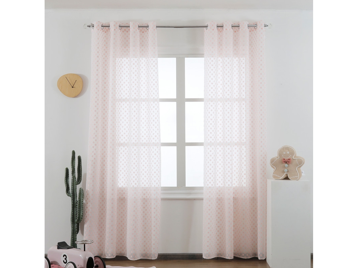 Cortinas Alfanuméricas de Tul Rosa 140 x 260 cm BOD HOME Individual