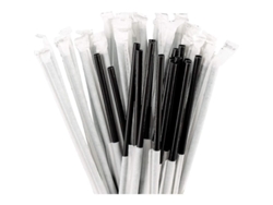 1000/500/100 Pajitas De Plástico Negro Envueltas Individualmente, 20 Cm, Libres De Bpa.