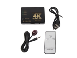 Switch Hdmi 3 Portas Para 1 Saída Com Controle Remoto Suporta 4k Ultra Hd 1080p Splitter Hub
