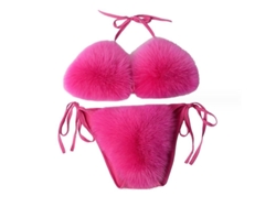 2026-conjunto De Bikini De Dos Piezas Con Cuello Halter Y Cuerdas, Piel Falsa, Ajustable, Detachable, Para Mujer