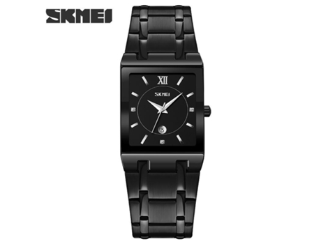 Relojes cuadrados para hombres con fecha, movimiento de cuarzo, reloj de pulsera resistente al agua, carcasa negra y esfera negra LUUCOZK