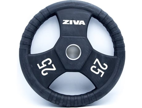 Disco de Musculación Redondo ZIVA Performance Negro y Amarillo (25 Kg)