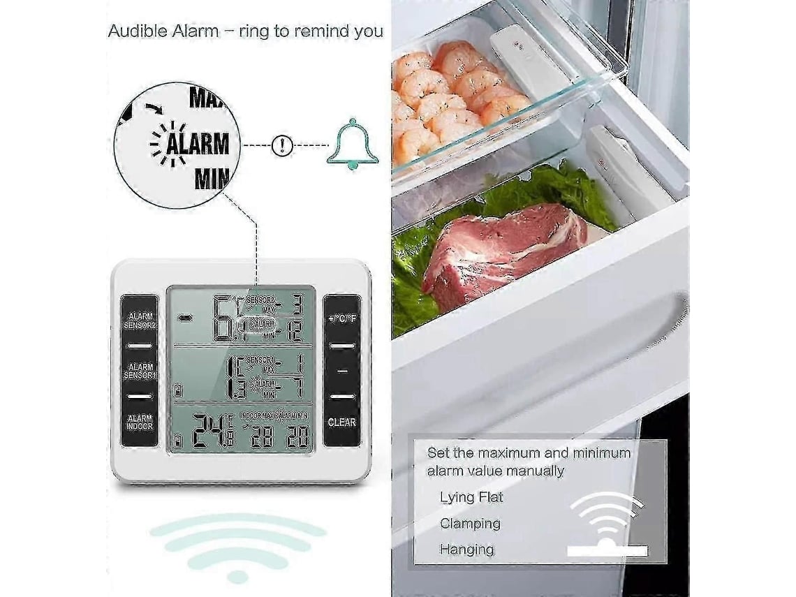 Termômetro Para Geladeira, Termômetro Digital Sem Fio Para Freezer