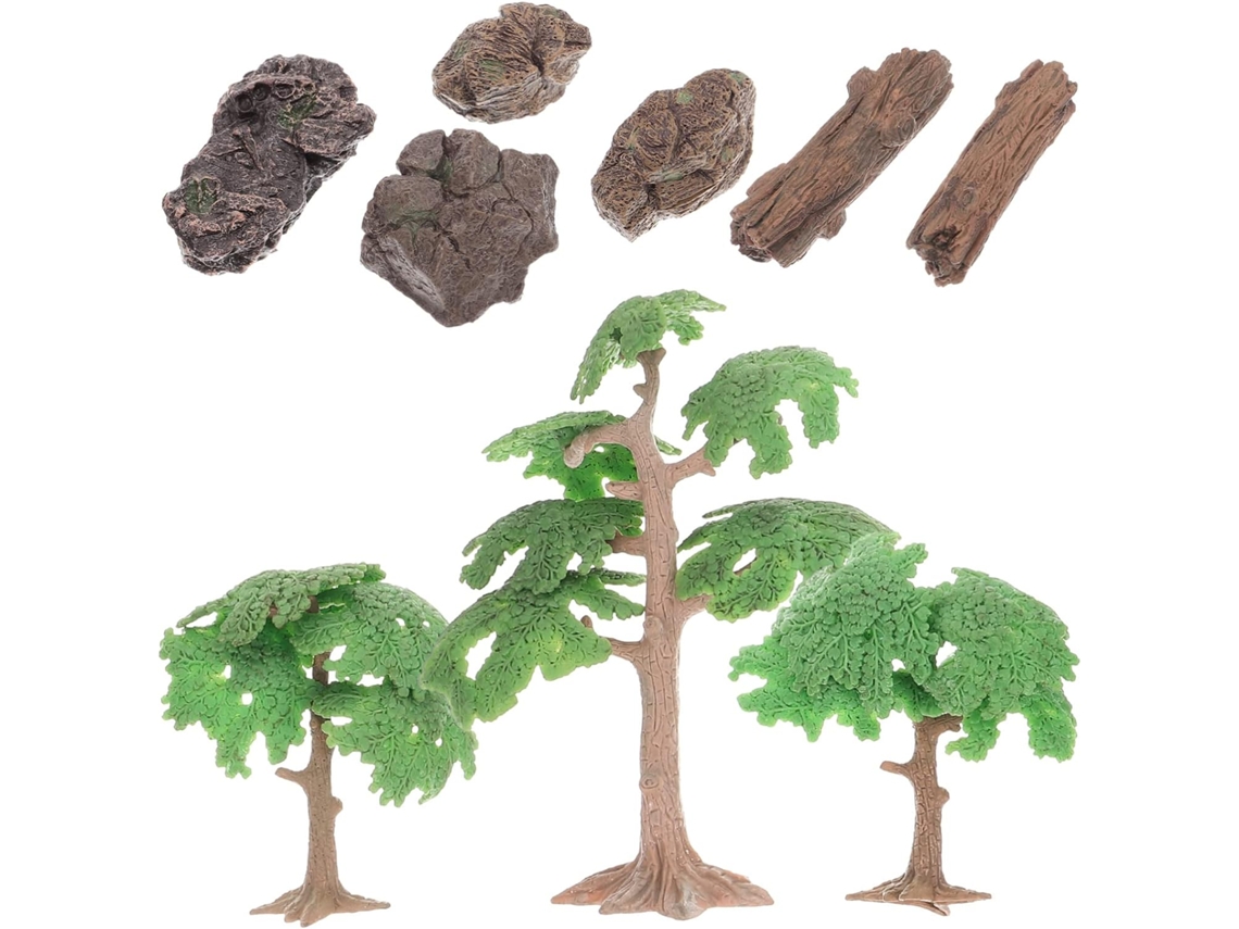 Modelos De Troncos De Árboles Y Piedras En Miniatura Simulados De Inoomp, 9 Piezas, Decoración Detallada Para Jardín Y