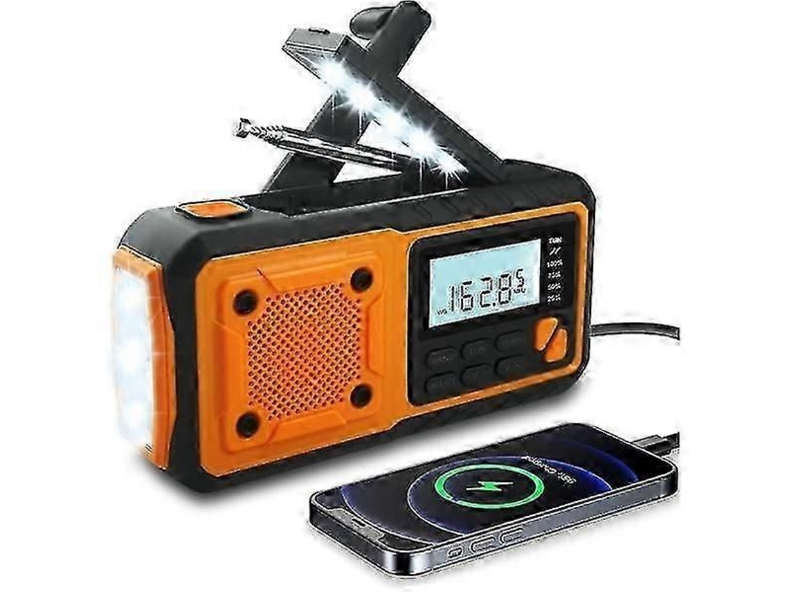 Radio de emergencia de última generación, radio portátil con manivela y batería externa de 4000 mAh, AM/FM/WB/NOAA y alerta meteorológica. GOKOCO