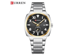 (bisel Dorado, Esfera Negra) Reloj Con Calendario Y Correa De Acero — Reloj De Cuarzo Para Hombre: Deportivo Y Ejecutivo