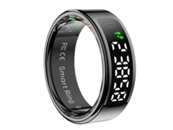 Anillo Inteligente Con Pantalla (talla 12, Negro), Control Táctil Inteligente, Resistencia Al Agua De 5 Atm, Unisex, Compatible Con Carga Inalámbrica.