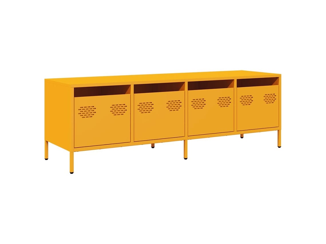 Mueble de TV en acero laminado en frío, amarillo mostaza, 135x39x43,5 cm, MAISON EXCLUSIVE