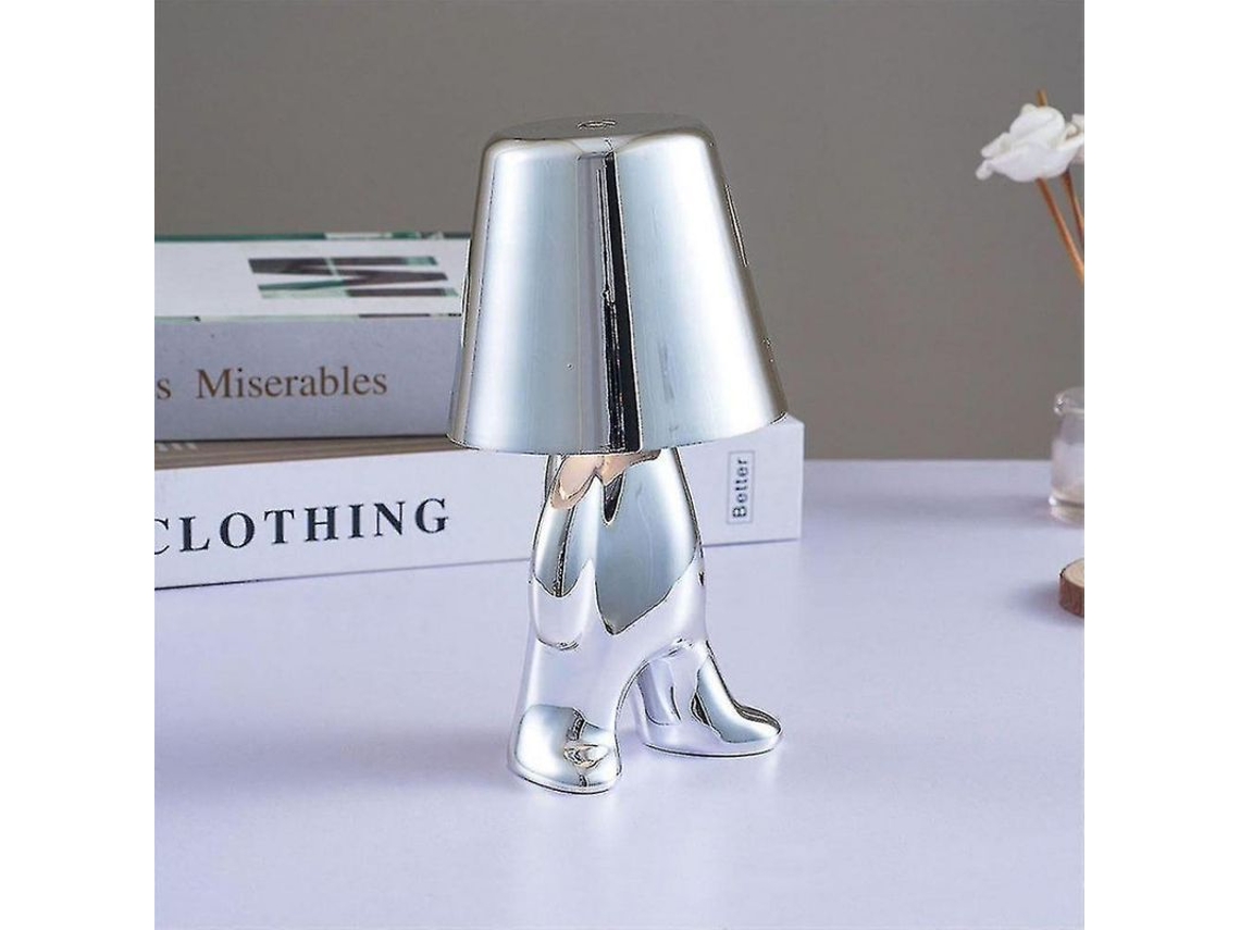 Lámpara De Mesa Inalámbrica Recargable Thinker Con Carga Usb, Color Dorado, 3 Niveles De Brillo.