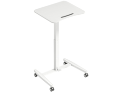 Mesa Regulable En Altura Con Ruedas, Tablero Inclinable Y Mecanismo De Bloqueo Blanco.
