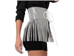 Cinturón Túnica Para Mujer Con Pedrería Y Flecos, Cinturón De Cristal Con Cierre De Lazo, Talla M