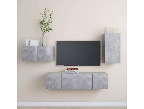 Conjunto 4 de muebles de salón VIDAXL gris hormigón