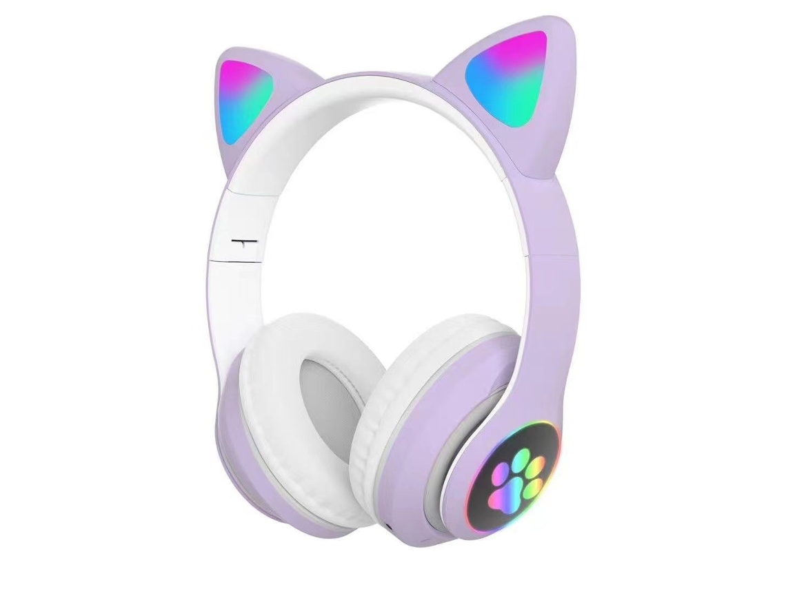 Auriculares Inalámbricos Bluetooth Con Forma De Oreja De Gato, Con Luz Led Y Pantalla Led.