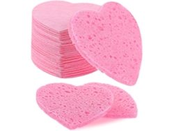 60 esponjas de limpieza rosas con forma de corazón para eliminar manchas de pelo, pequeñas, portátiles y reutilizables.