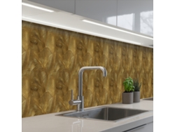 Paneles de revestimiento de cocina orgánicos - Líneas - Dorado 400x60 cm