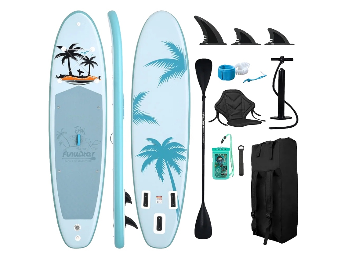 Tabla de paddle surf con tres aletas deslizantes y almohadilla de EVA antideslizante, color azul OEM