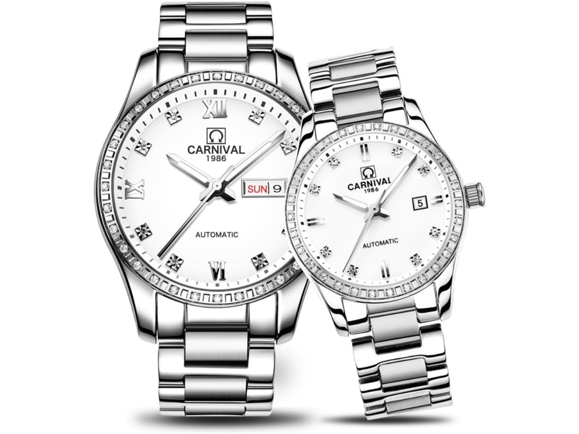 Reloj Ushion de acero inoxidable blanco con cristal de zafiro