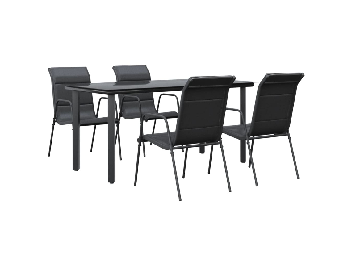 Maison Exclusive - Juego De Comedor Para Jardín 5 Piezas Acero Y Textilene Negro