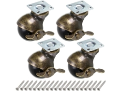 Ruedas De Bola De Bronce, 50 Mm, Con Freno, Para Muebles, Sofás, Sillas, Armarios, 4 Piezas.