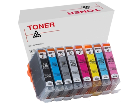 Pack 8 Cartuchos de Tinta Compatibles Canon CLI42 6384B001 Al 6390B001 CLI42 BK C M Y PC PM GY LGY Pixma Negro 100