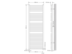 Radiador eléctrico de baño con elemento calefactor 900W 600x1800 mm antracita curvo con conexión lateral LUXEBATH