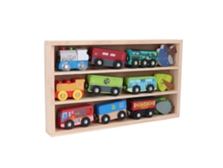 Rebe-set De Trenes De Madera Seguro Y Colorido Para Niños Con Caja De Exhibición Juguete Ligero Para Niños Y Niñas
