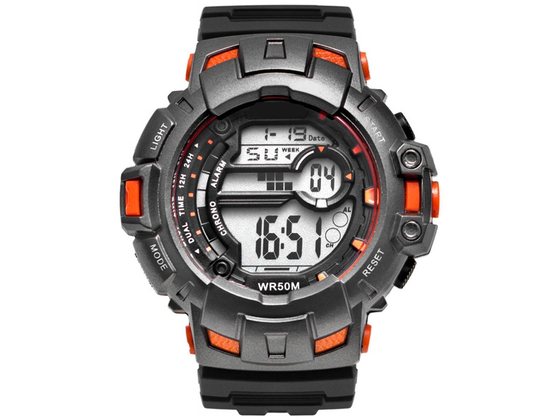 Reloj Deportivo Electrónico Multifunción Impermeable Luminoso Para Hombres Naranja