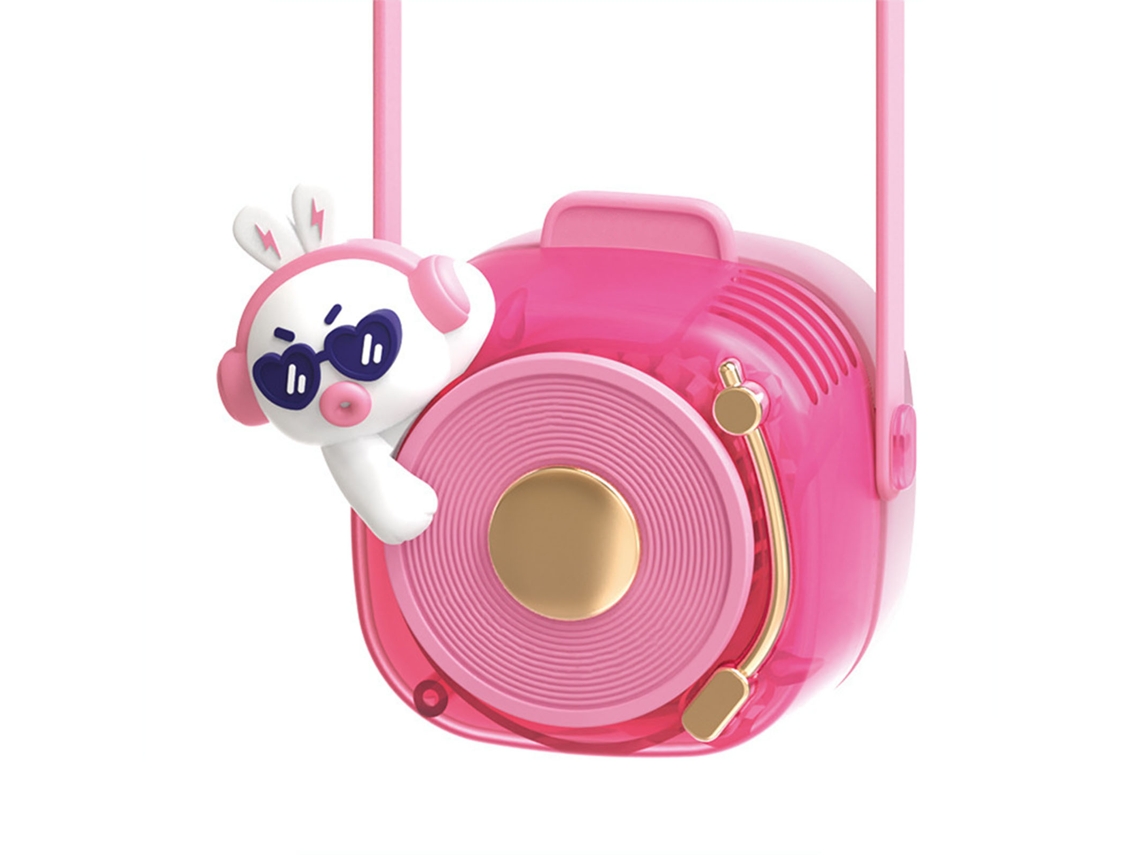 Ventilador de cuello portátil rosa sin aspas con USB y 3 velocidades