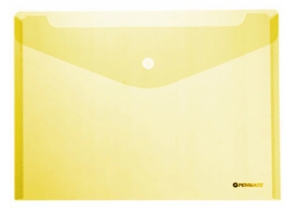 Funda amarilla a presión Penmate para documentos A4