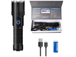 Linterna Antorcha Led Multifuncional 30000 Lúmenes con Disyuntor Batería 5000Mah Linterna Ip65 Impermeable Negro YEMAESRE