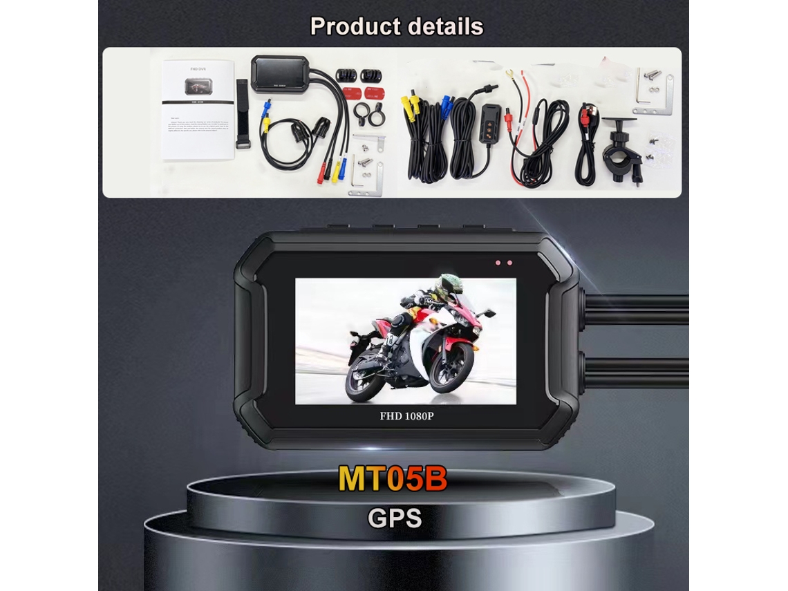 Cámara De Salpicadero Para Motocicleta (ver1-gps 128g) 1080p Con Doble Cámara Y Wifi, Totalmente Impermeable