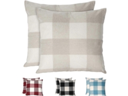 Rebe-fundas De Cojín De Lino Plaid, Set De 2 Resistentes A Arrugas Y Transpirables, Color Beige, 45x45 Cm
