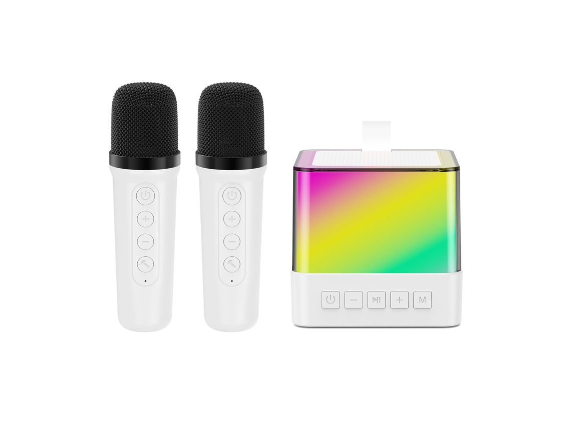 Máquina De Karaoke Portátil Bluetooth Con 2 Micrófonos Inalámbricos Y Luces Led Para Niños Y Adultos.