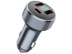 Cargador De Coche Usb C Encendedor De Cigarrillos Adaptador Usb C Doble Qc 3.0 36W Pd Usb C Cargador De Coche Con Voltímetro Led Carga Rápida YEMAESRE