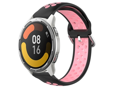 Correa de reloj inteligente para Xiaomi MI Watch Color 2 22 mm Correa de reloj deportivo transpirable perforada de silicona (negro + rosa)