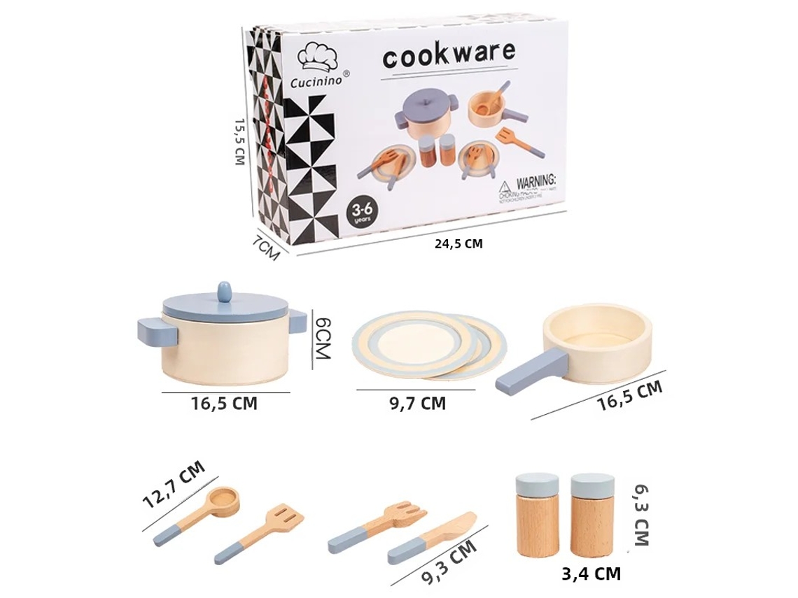 Juguetes de cocina de madera para niños, juguetes educativos para la primera infancia, ollas y sartenes de juguete. Mdug