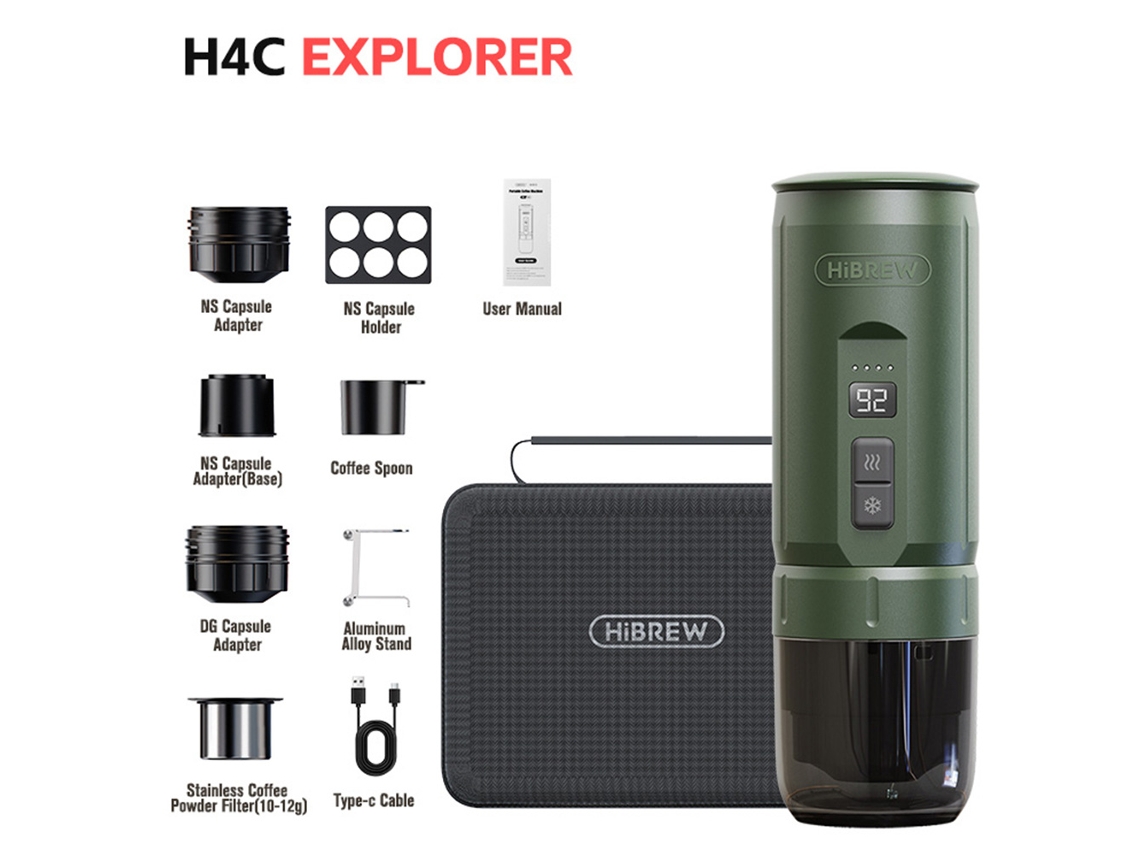Cafetera expreso portátil Hibrew H4c de 20 bares, manual, para camping, viajes y uso doméstico.