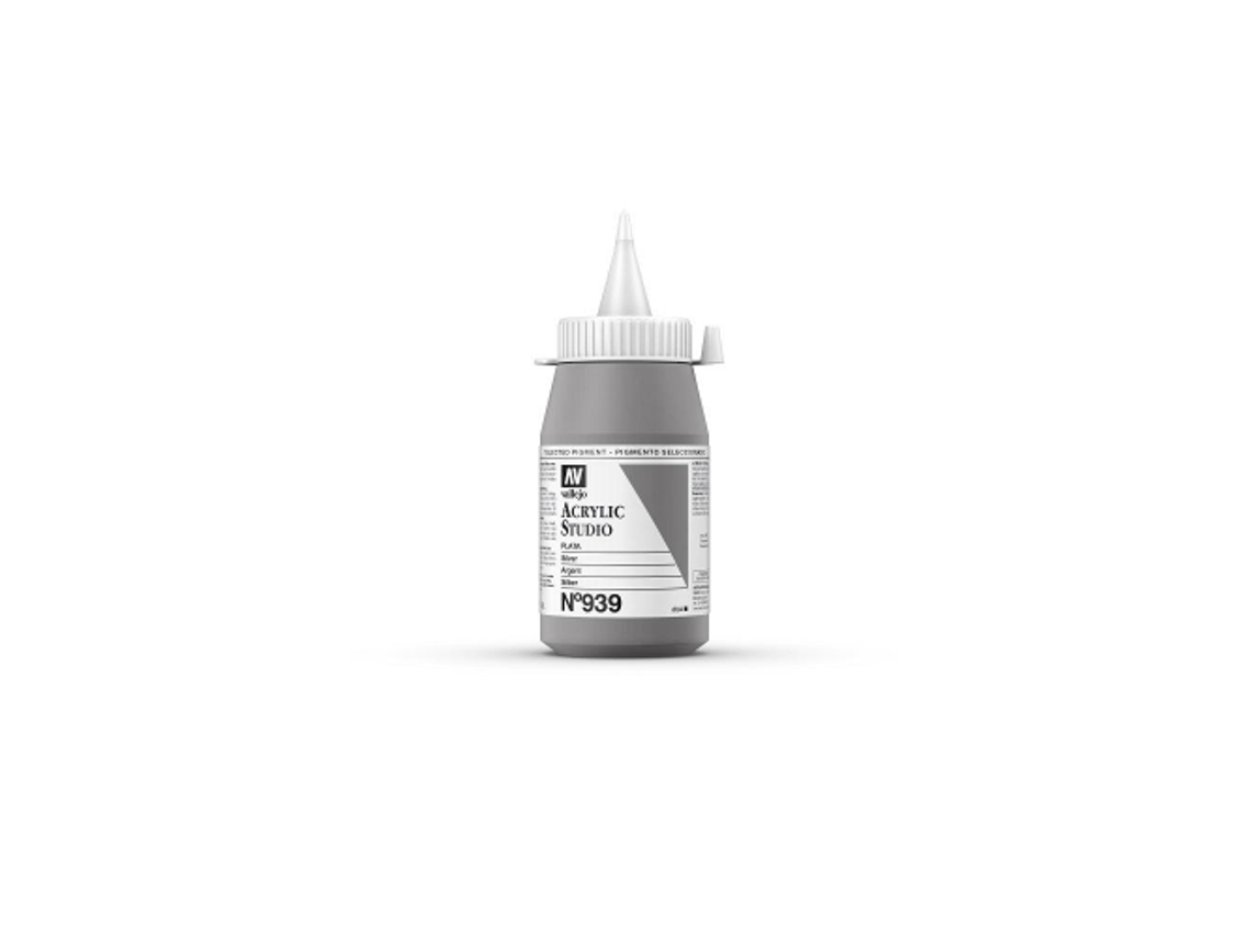 Pintura Acrilica Vallejo Studio 500 Ml (939 Plata)