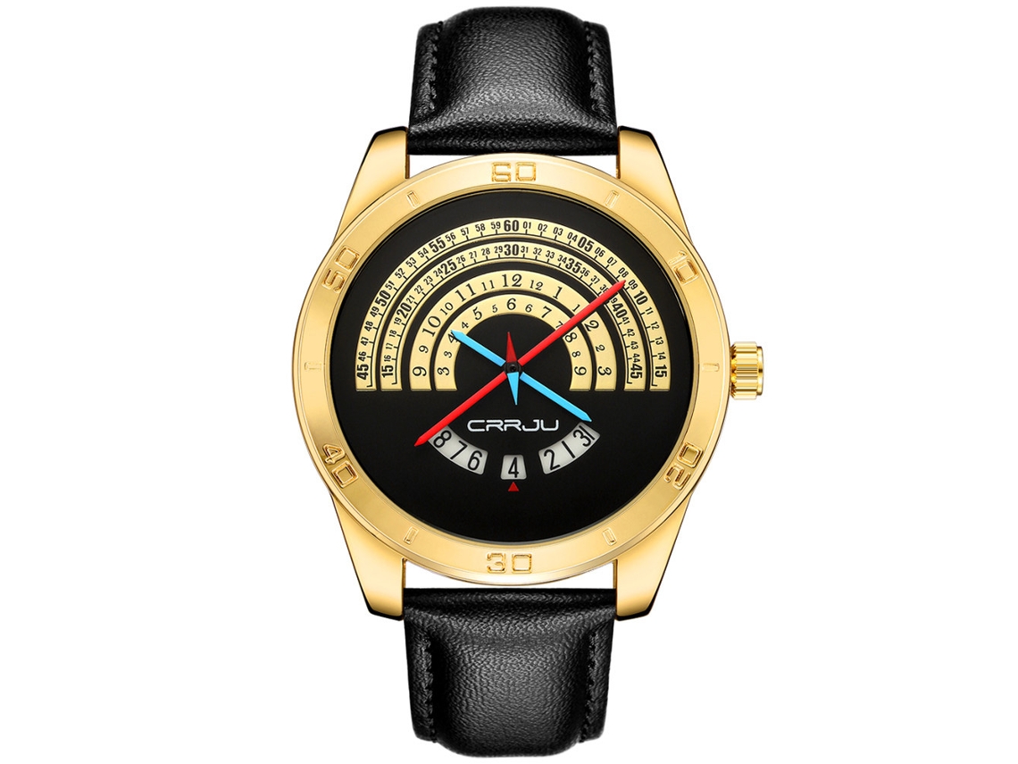 Reloj De Cuarzo Simple Y Fashion Para Hombres Pulsera (caja Dorada Esfera Negra)