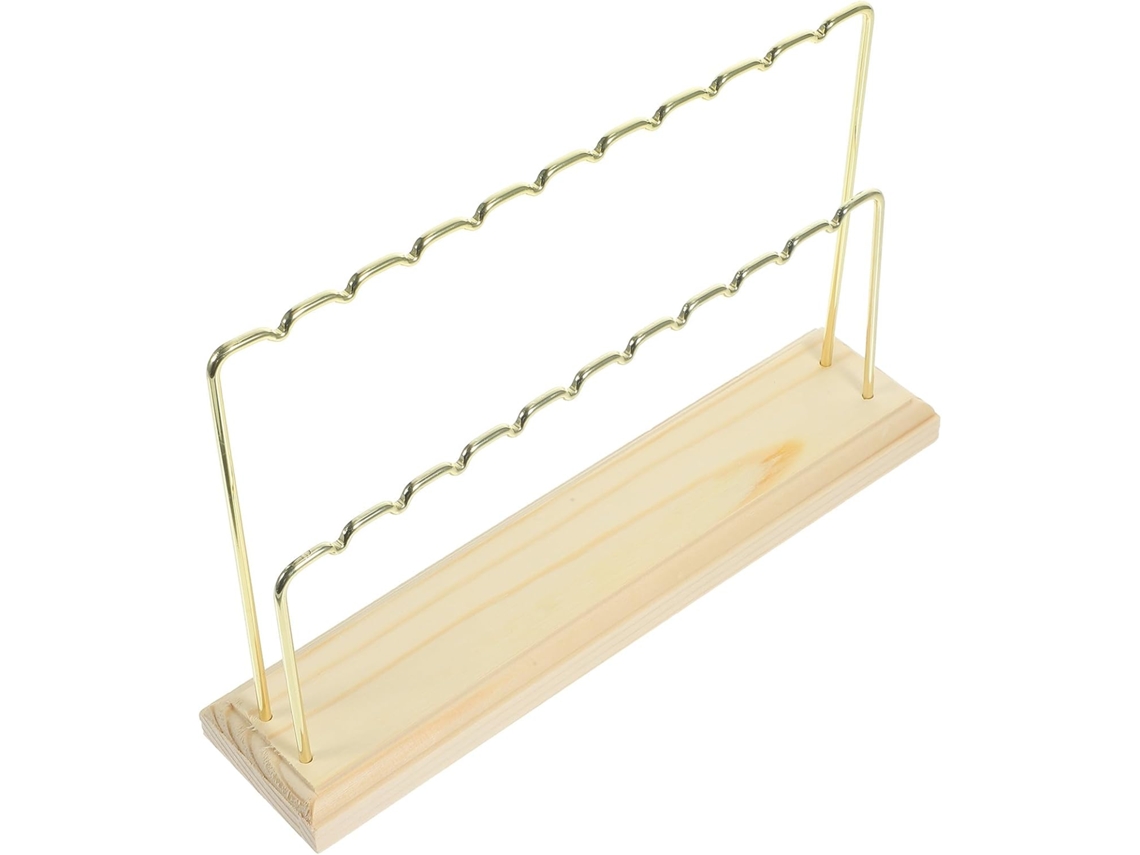 Soporte Grande De Dos Niveles Para Exhibir Pendientes, Con Base Y Estructura De Madera Maciza.