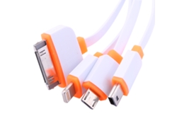Cable De Carga Y Sincronización De Datos Usb Múltiple 4 En 1 Para Teléfono Móvil Naranja Blanco