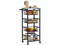 Carrito Cocina 4 Niveles 4 Cestas Acero Ruedas Servicio
