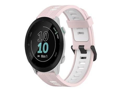 Correa De Reloj Inteligente Para Garmin Forerunner 55, Correa De Silicona De Con Patrón Vertical De 20Mm, Color Rosa Y Blanco VENISYMLIS