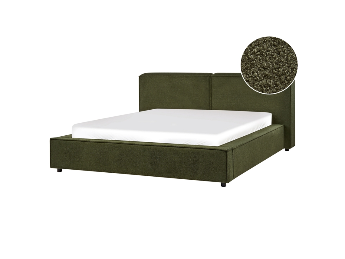 Cama con somier BELIANI Linards de Bouclé Verde 190x242x88