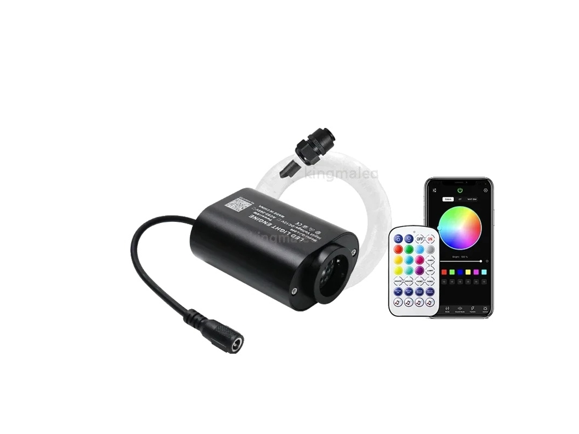 Luz de estrella de fibra óptica, LED RGBW, control remoto, enchufe europeo para coche (B), 450 unidades, 0,75 mm, 3 m