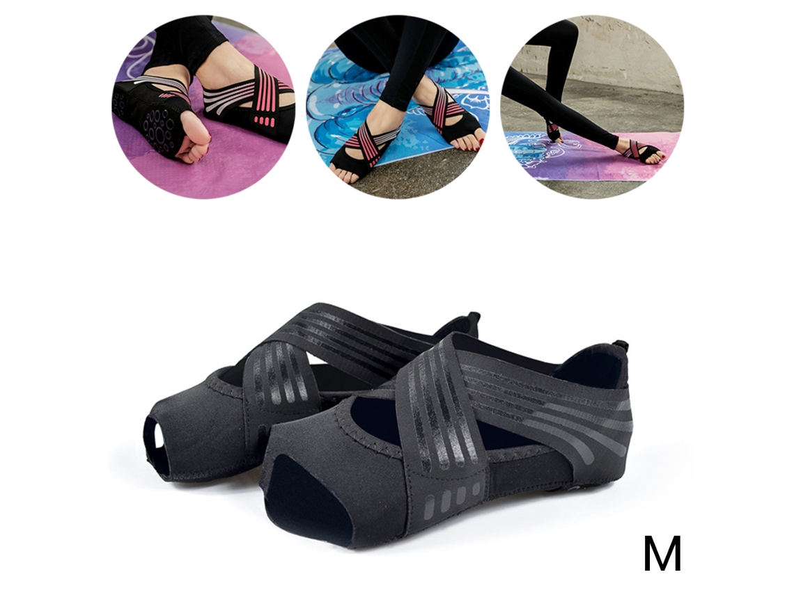 2026-medias De Yoga Mujer Cinco Dedos Zapatos De Pilates Fitness Cintas Cruzadas Anti-deslizantes Para Interior