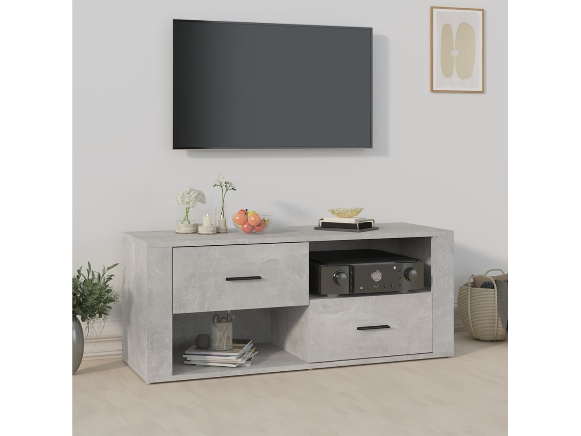 Mueble Tv 100 x 35 x 40 cm Madera Procesada Gris Derivados Del Cemento