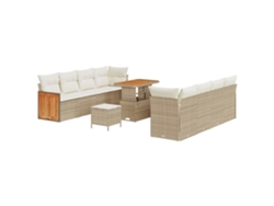 Maison Exclusive - Conjunto de sofás de jardín con cojines, 11 piezas, beige y crema