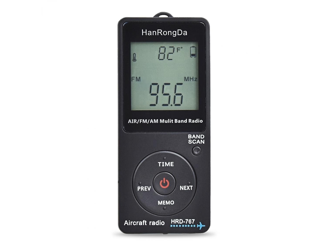 Radio FM/AM/Aérea multibanda para avión con receptor de radio, pantalla LCD negra, botón de bloqueo y auriculares Gusshious