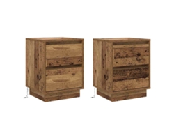 Maison Exclusive - Armario De Noche Con Cajón 2 Pcs Madera Vieja 39 X 34,5 X 50 Cm